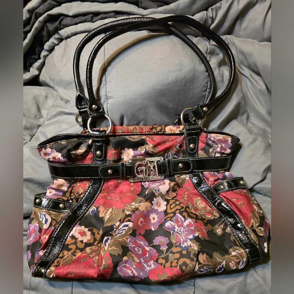 EUC Gia Milani Floral/Leopard/Faux Leather Shoulder Bag